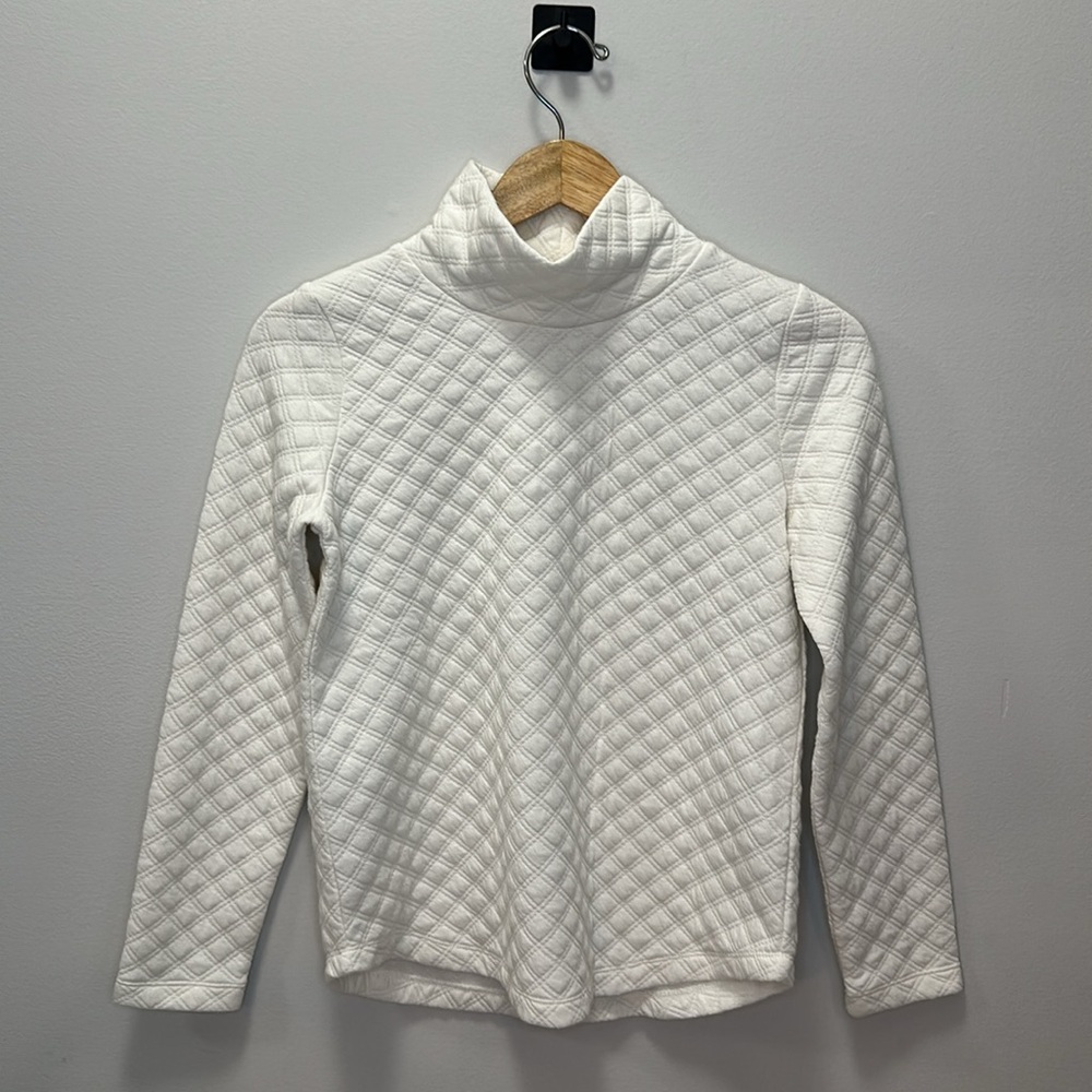 NWT! J.Crew Ivory quilted mock neck pullover